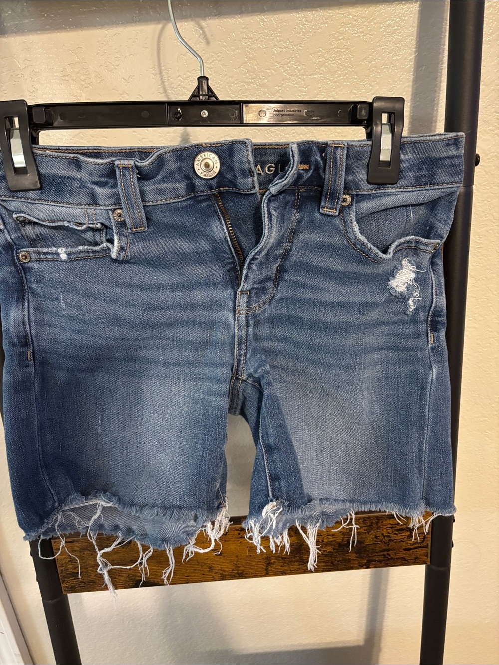 American Eagle Outfitters Distressed Mid-Blue Denim Jean Shorts